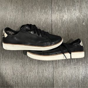 Dr. Scholls black sneakers with faux snake trim